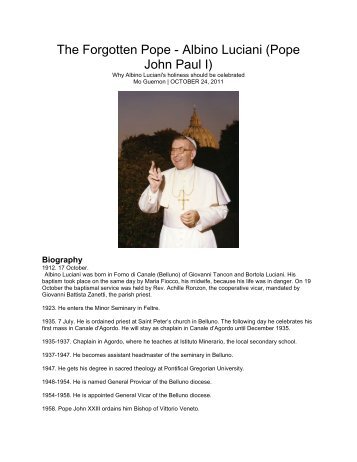 Albino Luciani (Pope John Paul I) - The Mystical Side of God