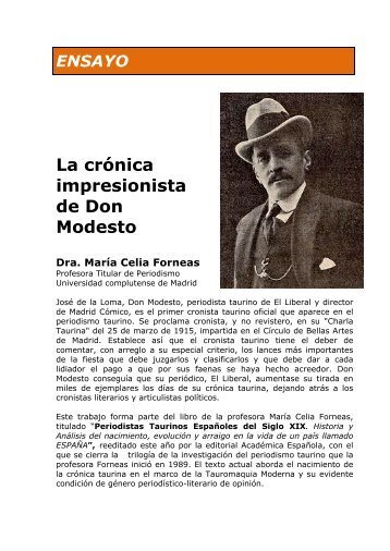 ENSAYO: La crónica impresionista de Don Modesto