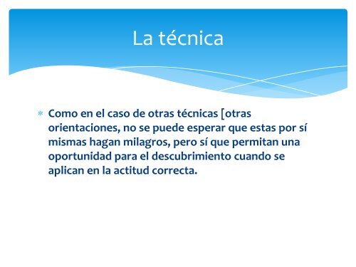 Introducción a las Técnicas en Terapia Gestáltica