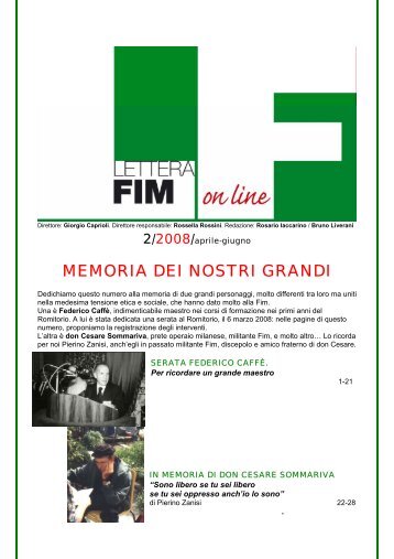 MEMORIA DEI NOSTRI GRANDI - Fim-Cisl