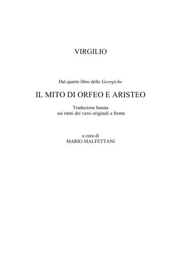 virgilio il mito di orfeo - Venite ad Me