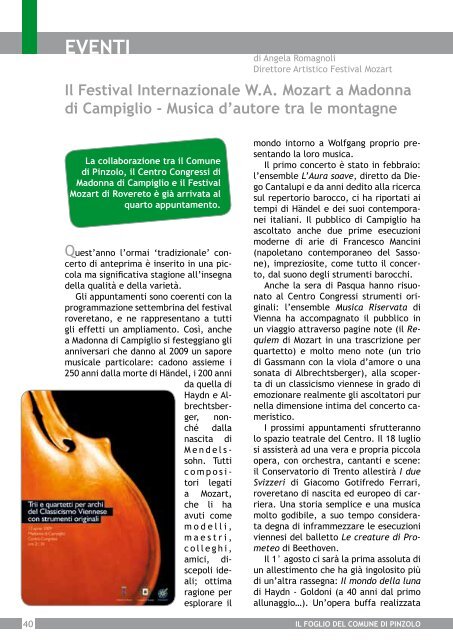 il Foglio del Comune di Pinzolo - N. 8 giugno 2009