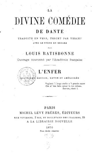 Dante Alighieri (1265-1321). La Divine Comédie de Dante, traduite ...