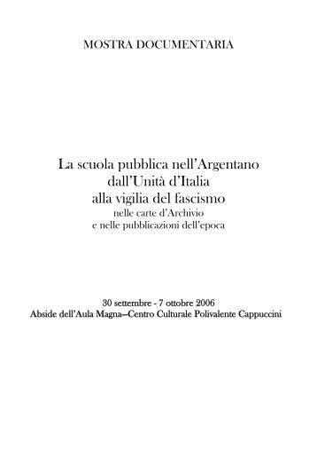 Visualizza il CATALOGO DELLA MOSTRA - Comune di Argenta