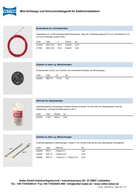 Mini-Schlange und Kabelblitz für Elektroinstallation - Vetter GmbH