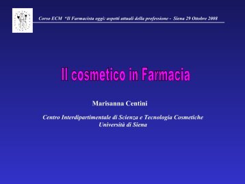 Cosmetici - Centini - Ordine dei Farmacisti della Provincia di Siena