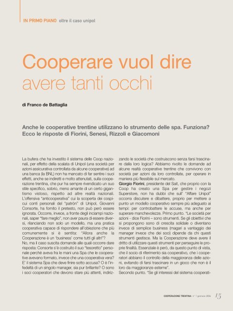 Gennaio - Federazione Trentina della Cooperazione