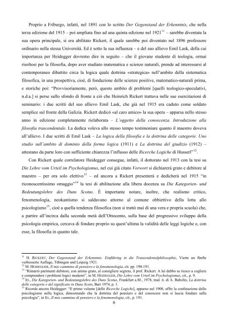 "ricerche logiche" di Martin Heidegger - FedOA - Università degli ...