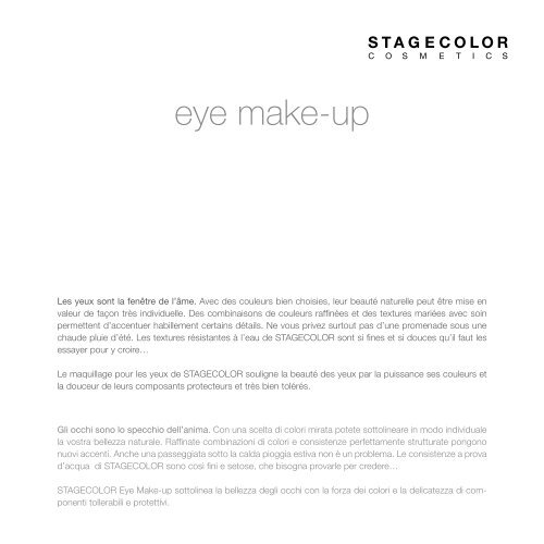 Catalogue – STAGECOLOR - Jean-Pierre Rosselet Cosmetics AG