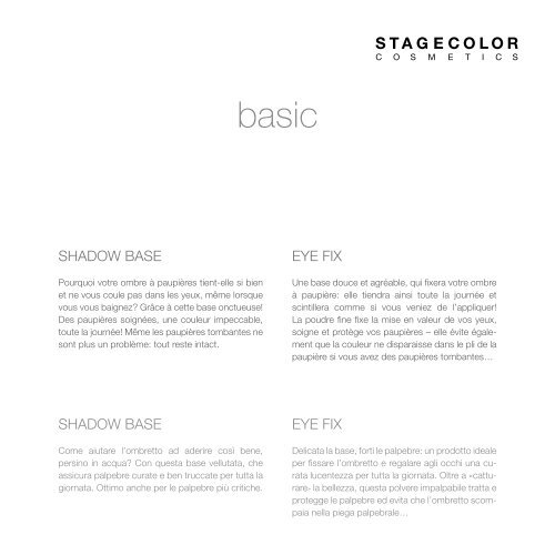 Catalogue – STAGECOLOR - Jean-Pierre Rosselet Cosmetics AG