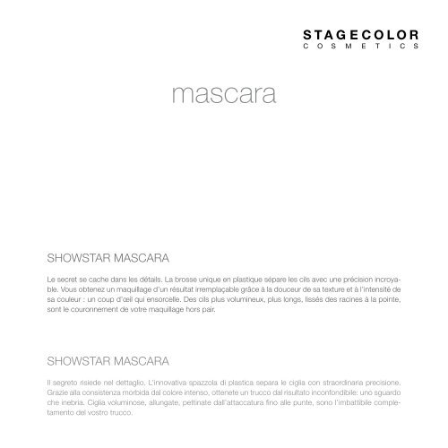 Catalogue – STAGECOLOR - Jean-Pierre Rosselet Cosmetics AG