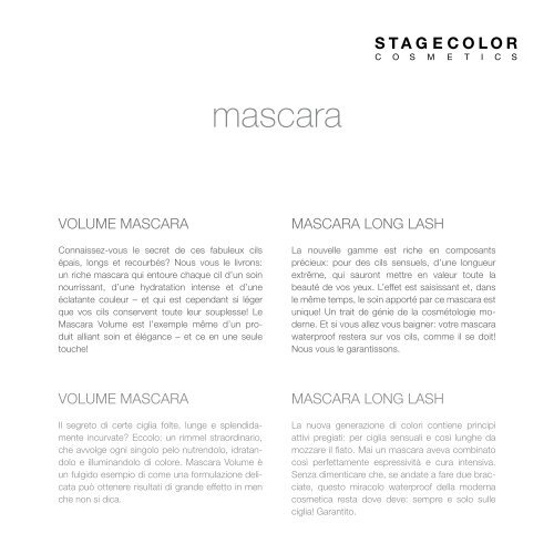 Catalogue – STAGECOLOR - Jean-Pierre Rosselet Cosmetics AG