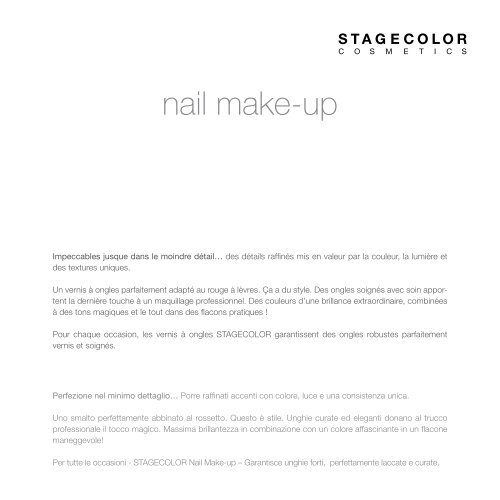 Catalogue – STAGECOLOR - Jean-Pierre Rosselet Cosmetics AG