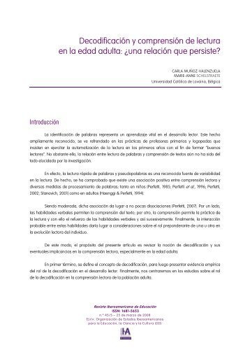 Decodificación y Comprensión de lectura en la edad adulta: ¿una ...