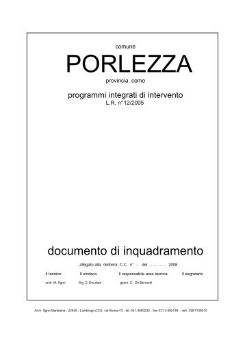 relazione INTEGRAZIONI 03.04.2008 - Comune di Porlezza