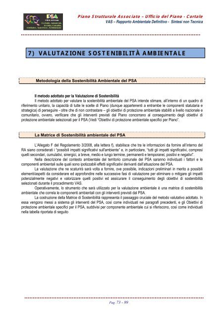 VAS - All 1 - Sintesi non tecnica - PSA Cortale