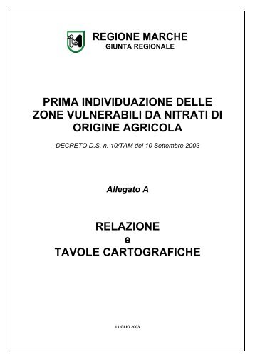 Prima individuazione ZVN - Regione Marche