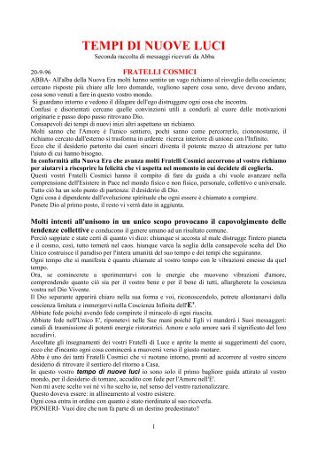 Tempi di Luce Nuovi - Associazione Premabba