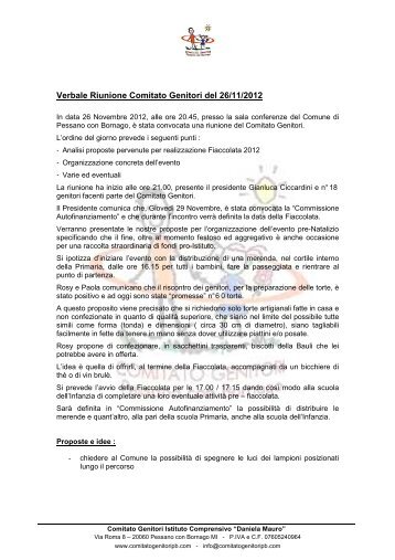 Verbale Riunione del 26-11-2012 - Comitato Genitori di Pessano ...
