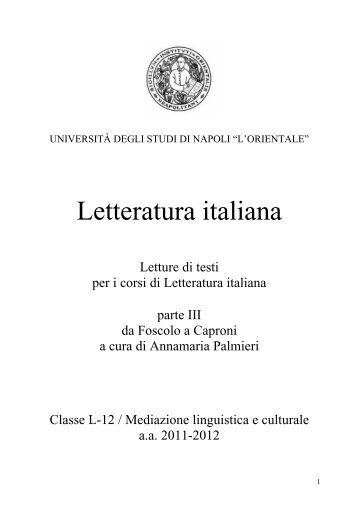 Letteratura italiana - pagina - L'Orientale