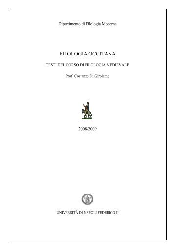 FILOLOGIA OCCITANA - Dipartimento di Filologia Moderna