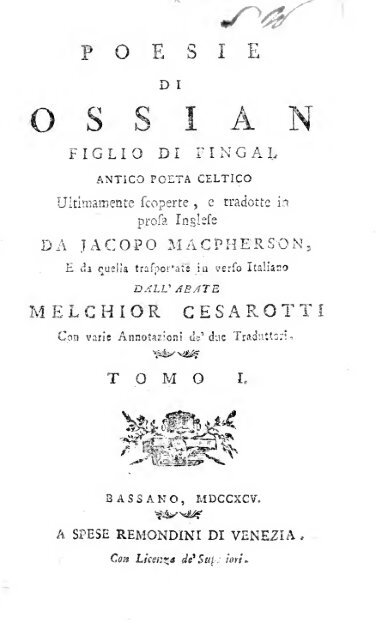 Poesie di Ossian figlio di Fingal antico poeta Celtico