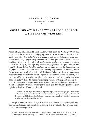 Józef Ignacy Kraszewski i jego relacje z literatami włoskimi.