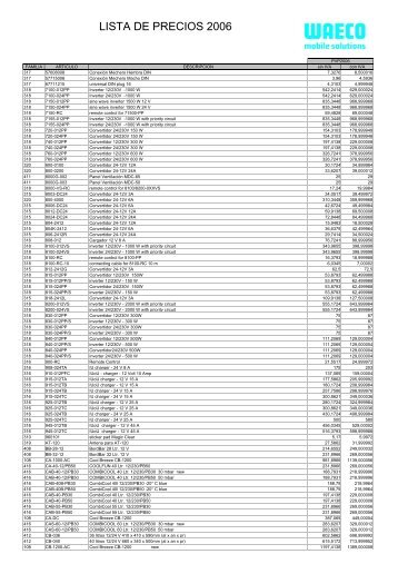 Lista de precios WAECO 2006 - Yachtservice & Brokerage