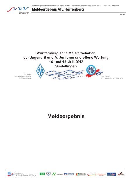 Meldeergebnis - VfL Herrenberg