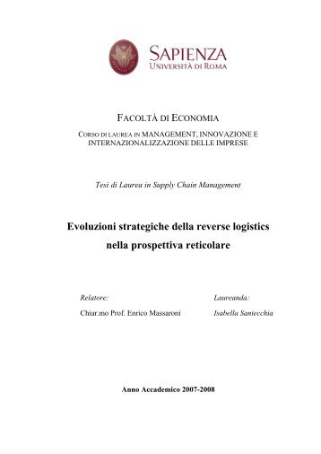 Evoluzioni strategiche della reverse logistics nella ... - RELOADER