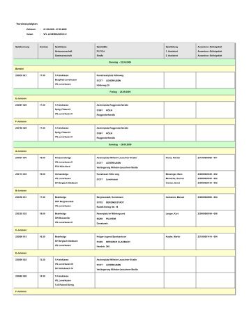 Vereinsspielplan - VFL Leverkusen