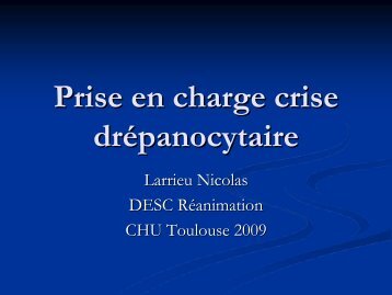 Prise en charge crise drépanocytaire