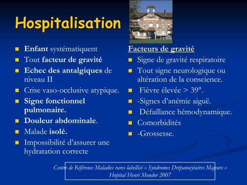 Prise en charge crise drépanocytaire