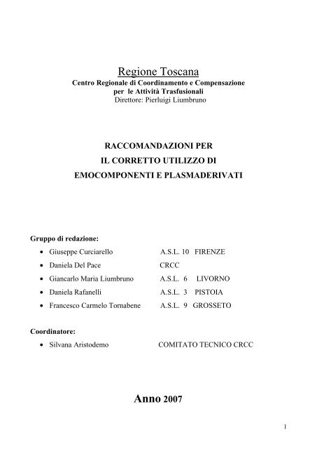 Regione Toscana Anno 2007 - Servizio Sanitario della Toscana