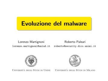 Evoluzione del malware - Roberto Paleari