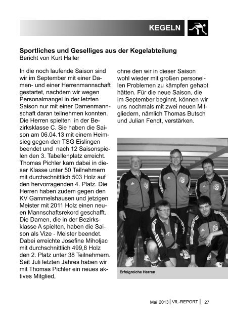 VfL-REPORT Mai 2013 - (VfL) Ulm/Neu-Ulm eV