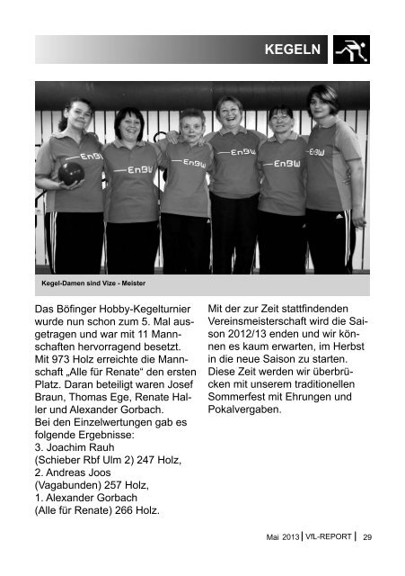 VfL-REPORT Mai 2013 - (VfL) Ulm/Neu-Ulm eV