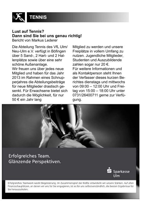 VfL-REPORT Mai 2013 - (VfL) Ulm/Neu-Ulm eV