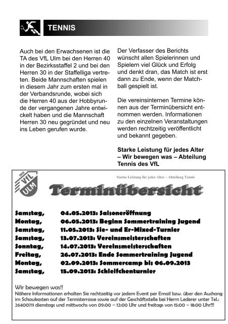 VfL-REPORT Mai 2013 - (VfL) Ulm/Neu-Ulm eV