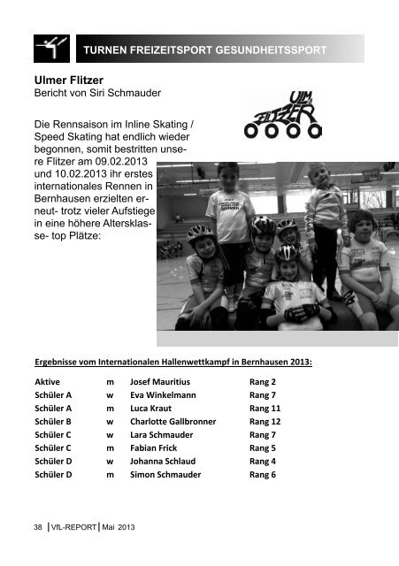 VfL-REPORT Mai 2013 - (VfL) Ulm/Neu-Ulm eV