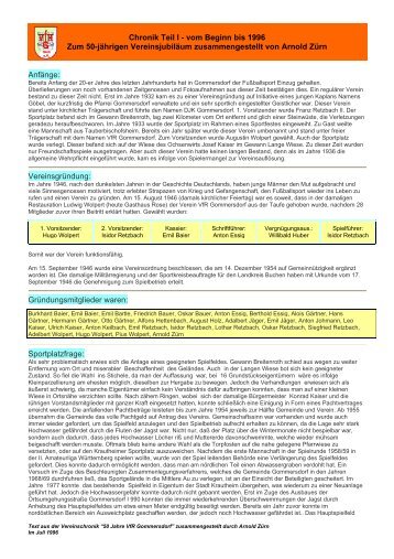 Chronik Teil I - vom Beginn bis 1996 Zum 50 ... - VfR Gommersdorf
