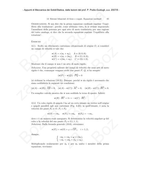 Statica del Corpo Rigido - Università degli Studi di Roma Tor Vergata