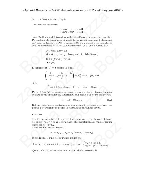 Statica del Corpo Rigido - Università degli Studi di Roma Tor Vergata