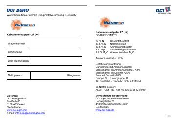 Nutramon-KAS - Warenbegleitpapier - OCI Nitrogen