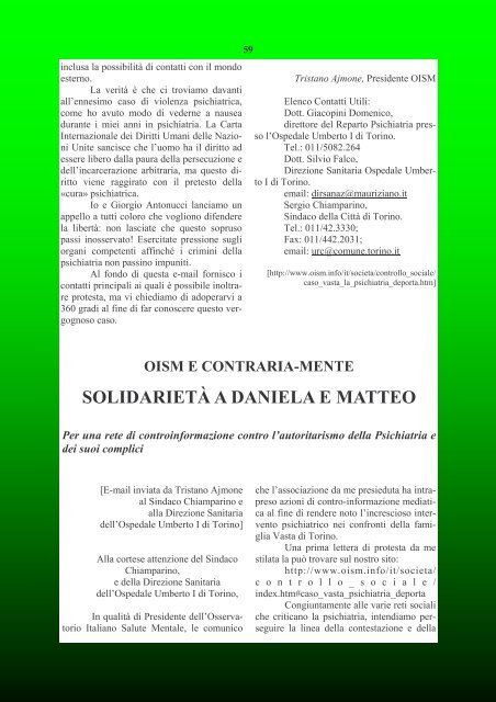 INCOMPATIBILITÀ AMBIENTALE - Contraria-Mente