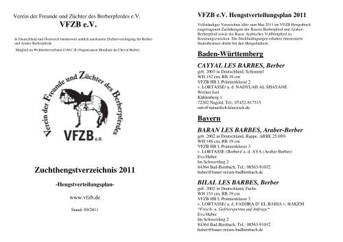 VFZB Hengstverzeichnis_2011_08 - VFZB eV Verein der Freunde ...