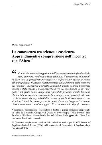 La conoscenza tra scienza e coscienza. Apprendimenti e ... - Sipre