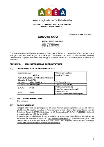 Bando di gara [file.pdf] - Sardegna Territorio