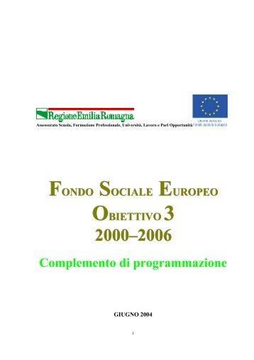 POR FSE Ob. 3 2000-2006 - Complemento di Programmazione