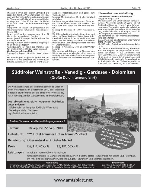 Amtsblatt vom 20.08.2010 - Verbandsgemeinde Wachenheim